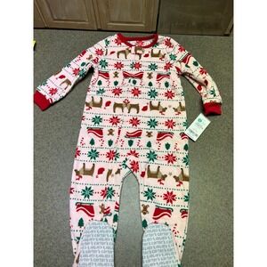 Christmas Carter's fleece footie pajamas 24 months NWT Pink/Red/Green
